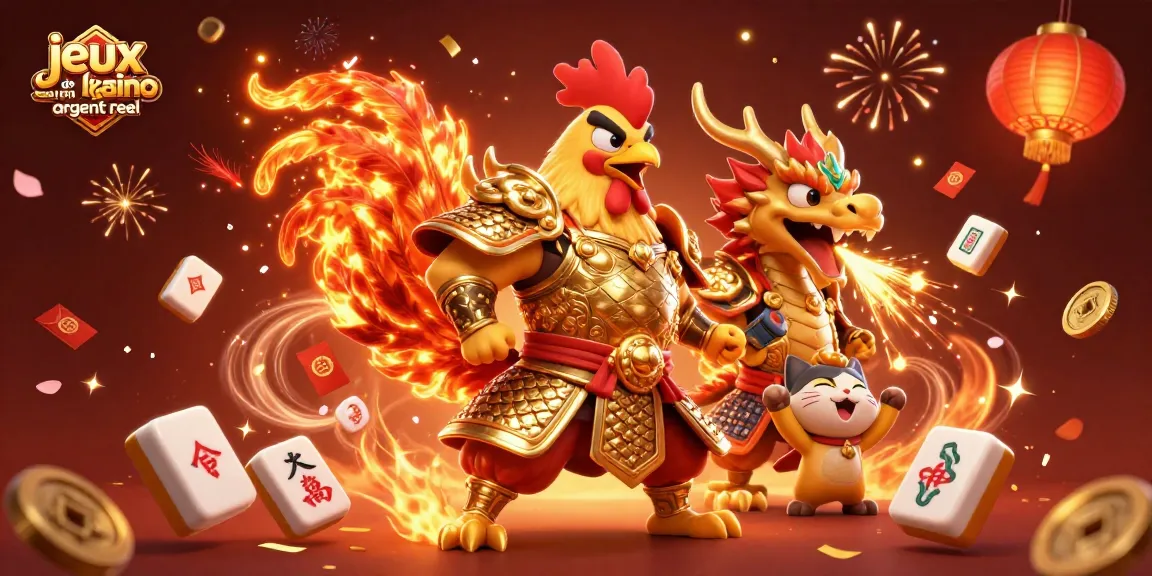 Jouez aux jeux de casino en ligne argent réel avec des personnages de combat en couleur et des éléments de jeu.