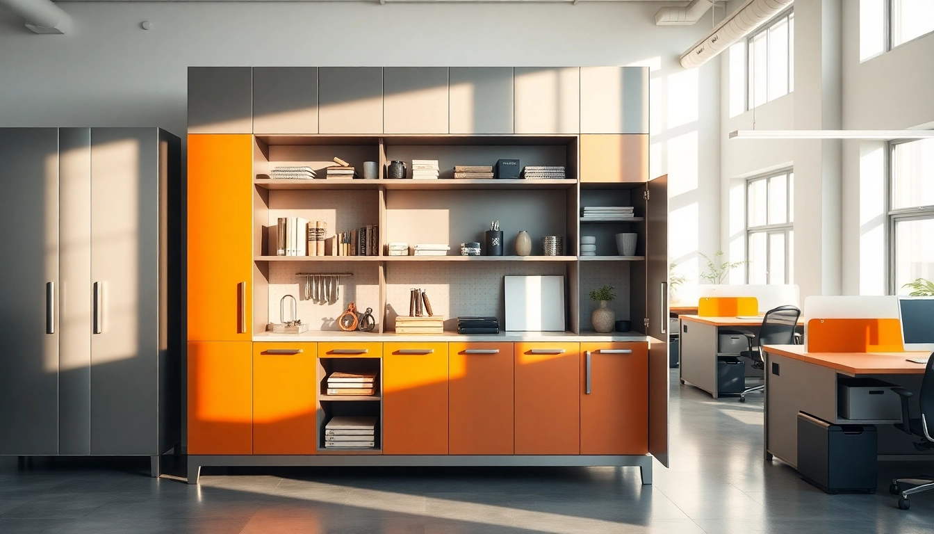 Organize your space with a stylish steel cabinet featuring bright colors and efficient design.