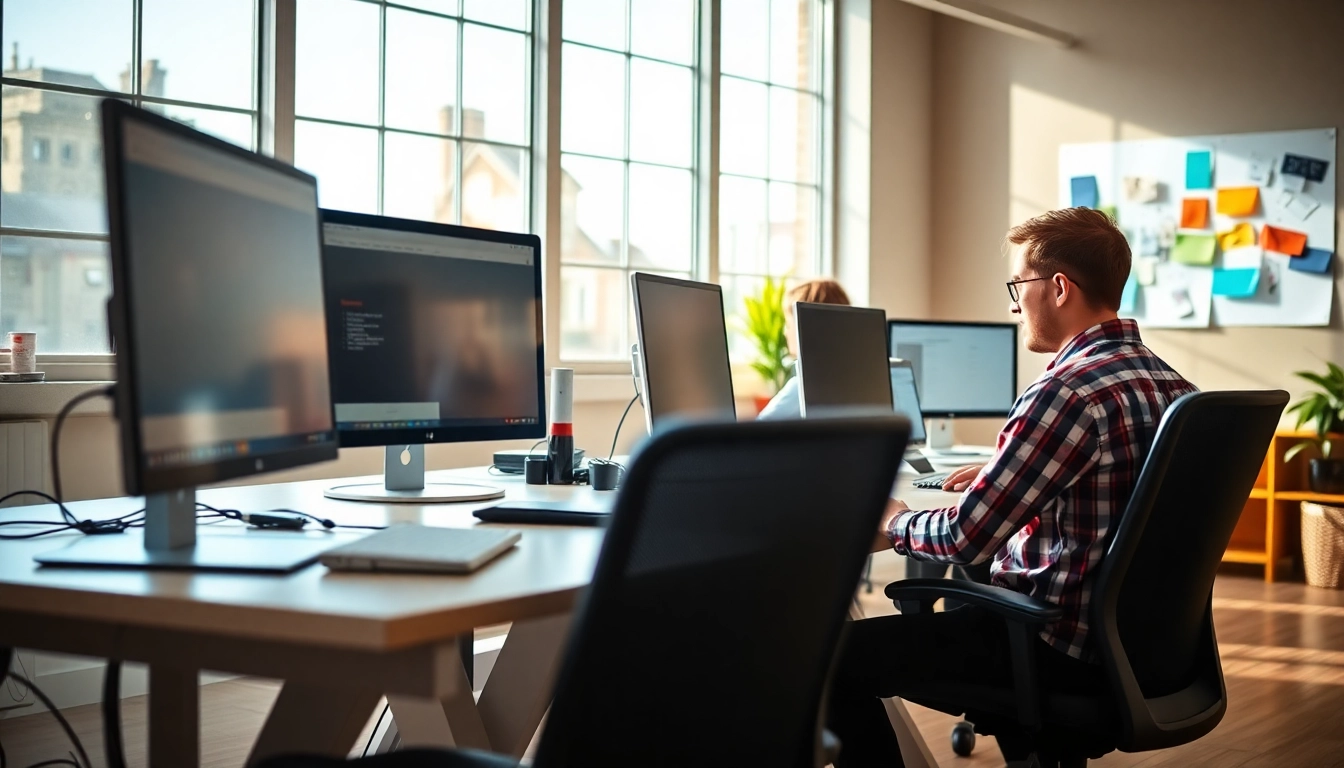 Creating innovative Web design Hereford solutions with a collaborative team and modern workspace.
