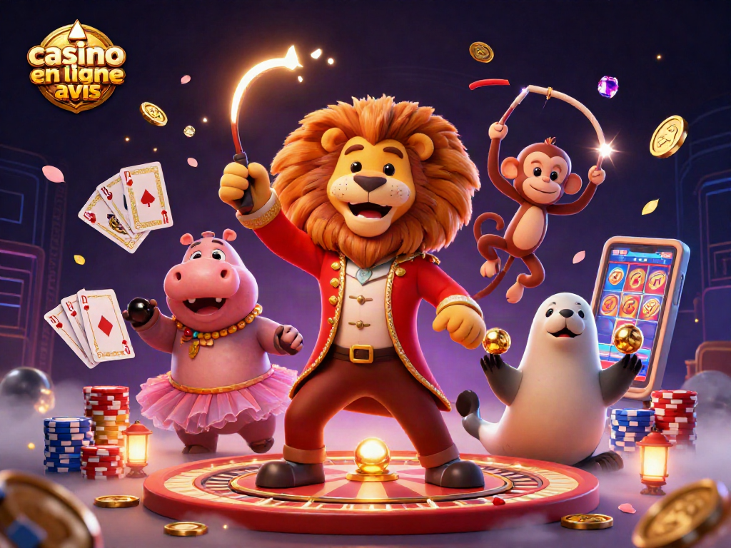 Découvrez les avis sur les casinos en ligne avec une scène animée captivante.