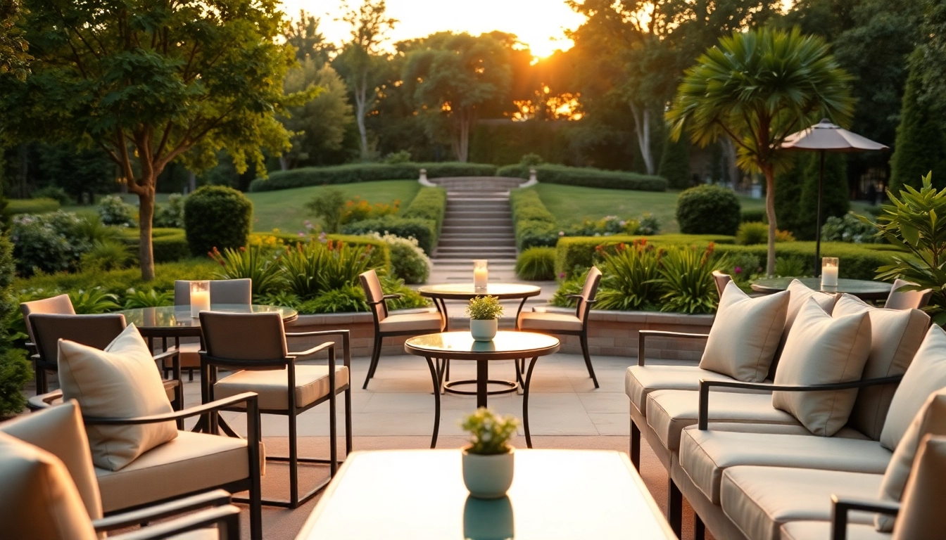 Event Furniture Rentals displayed in a warm outdoor setting with elegant décor.