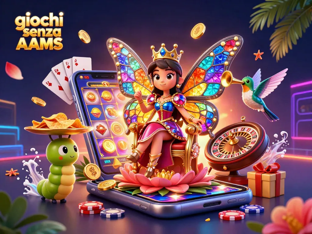 Gioca ai giochi senza AAMS con la regina farfalla e un mondo di chip d'oro e slot emozionanti.