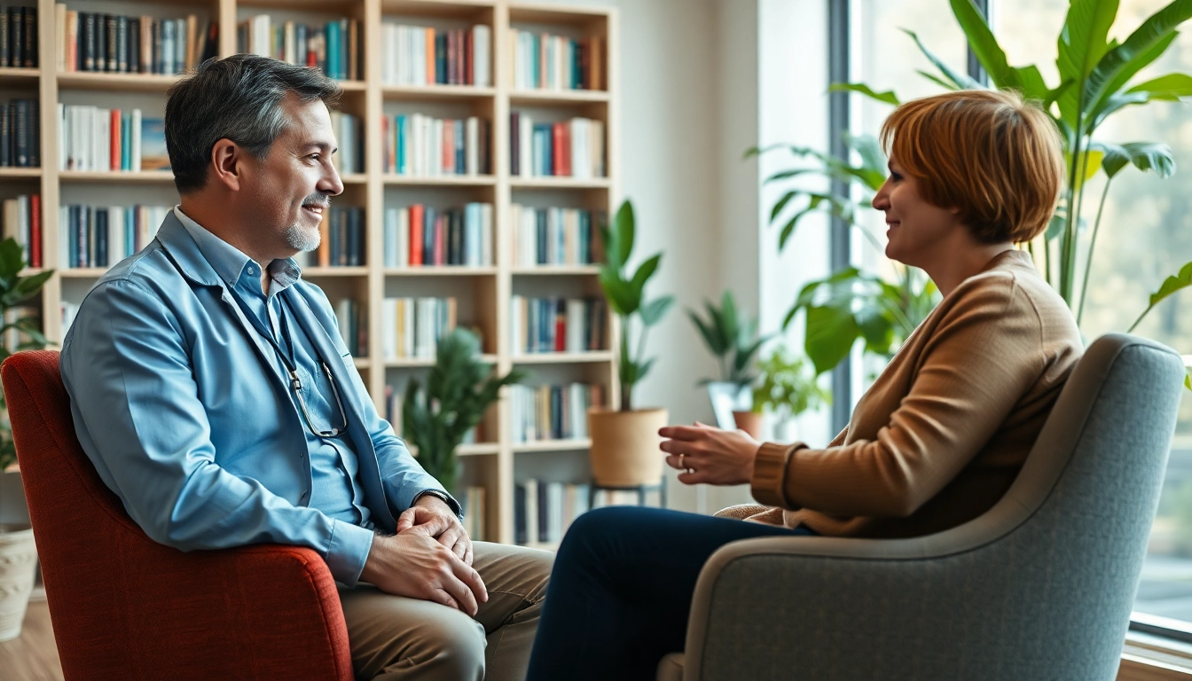 Best psychiatrist in Dubai consulting with a patient in a welcoming office space.