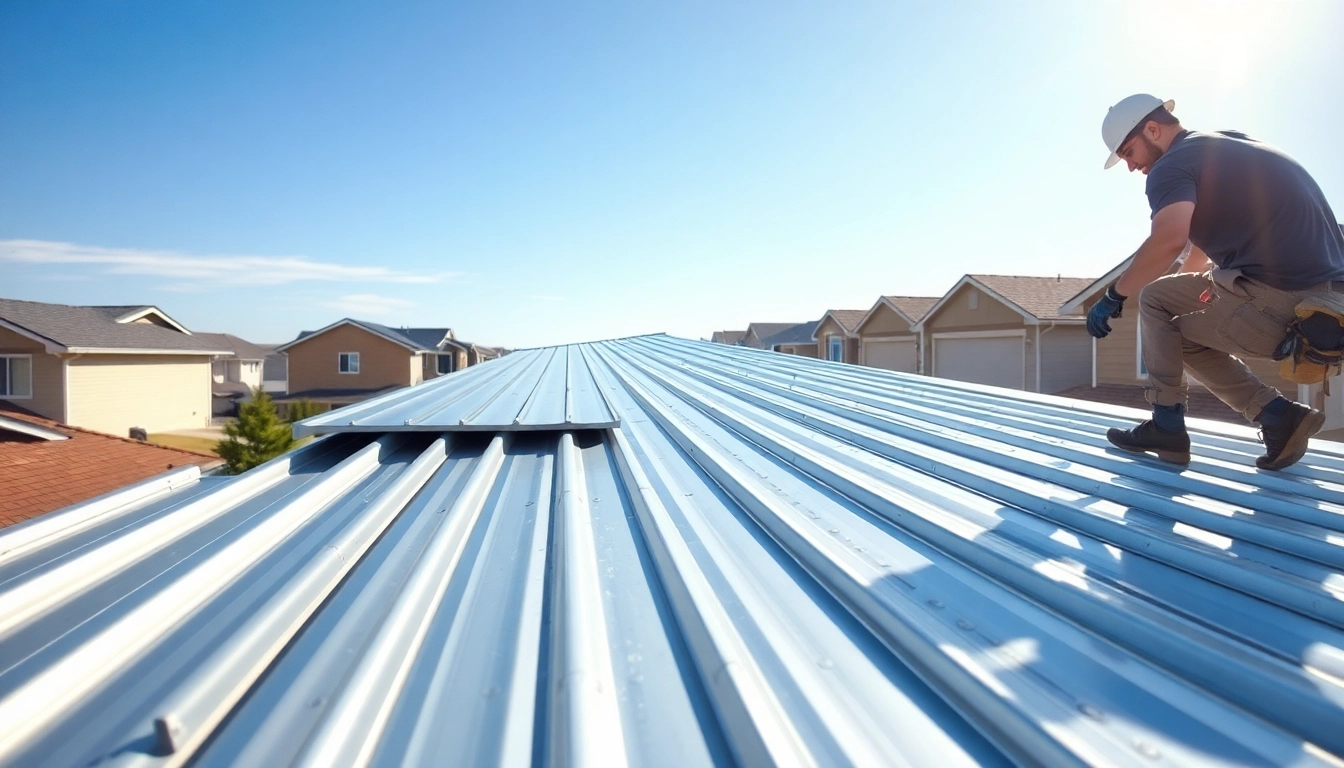 Installing durable metal roofing on a modern home showcasing sleek design and craftsmanship.