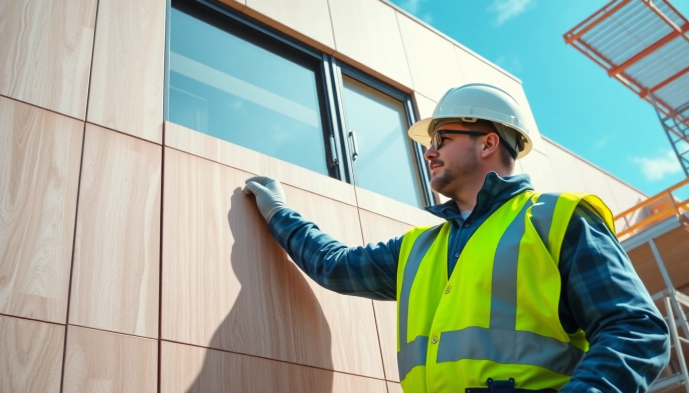 Installing Fire-Resistant Composite Wall Panels that showcase modern durability and safety features.