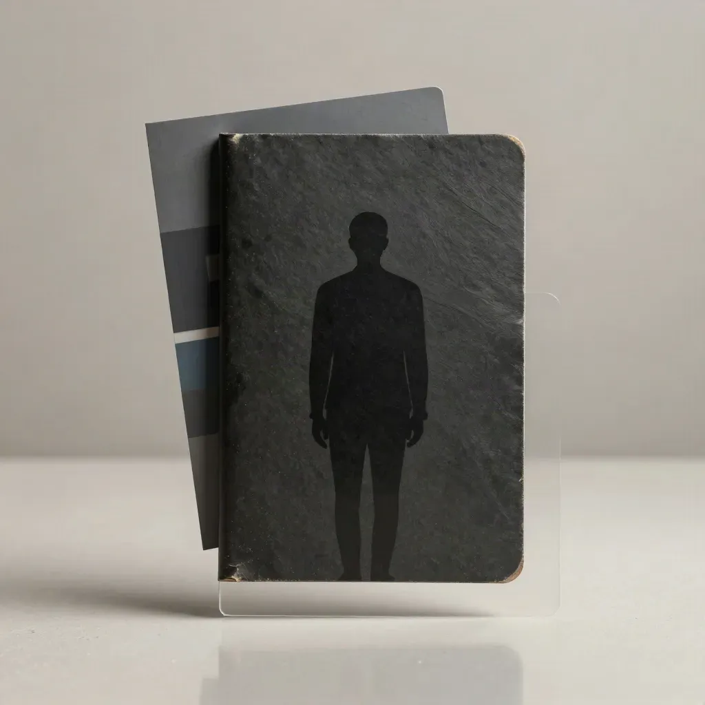 Charcoal SaaS lead folio with staggered tabs hovering over plaster, lit by cool rim light.