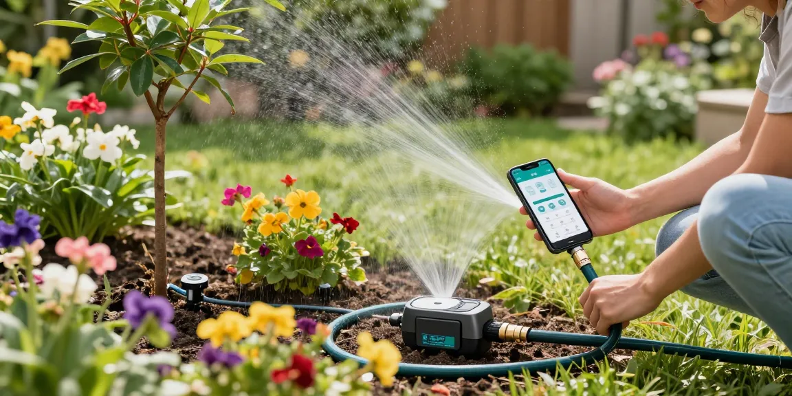 Effortless garden maintenance with rainpoint Irrigation Controllers and smart technology for watering plants.