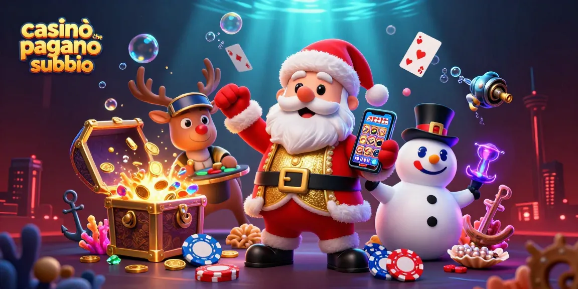 Casinò che pagano subito, grafica festiva con Babbo Natale e giochi di slot, avventure nel mondo del gioco.