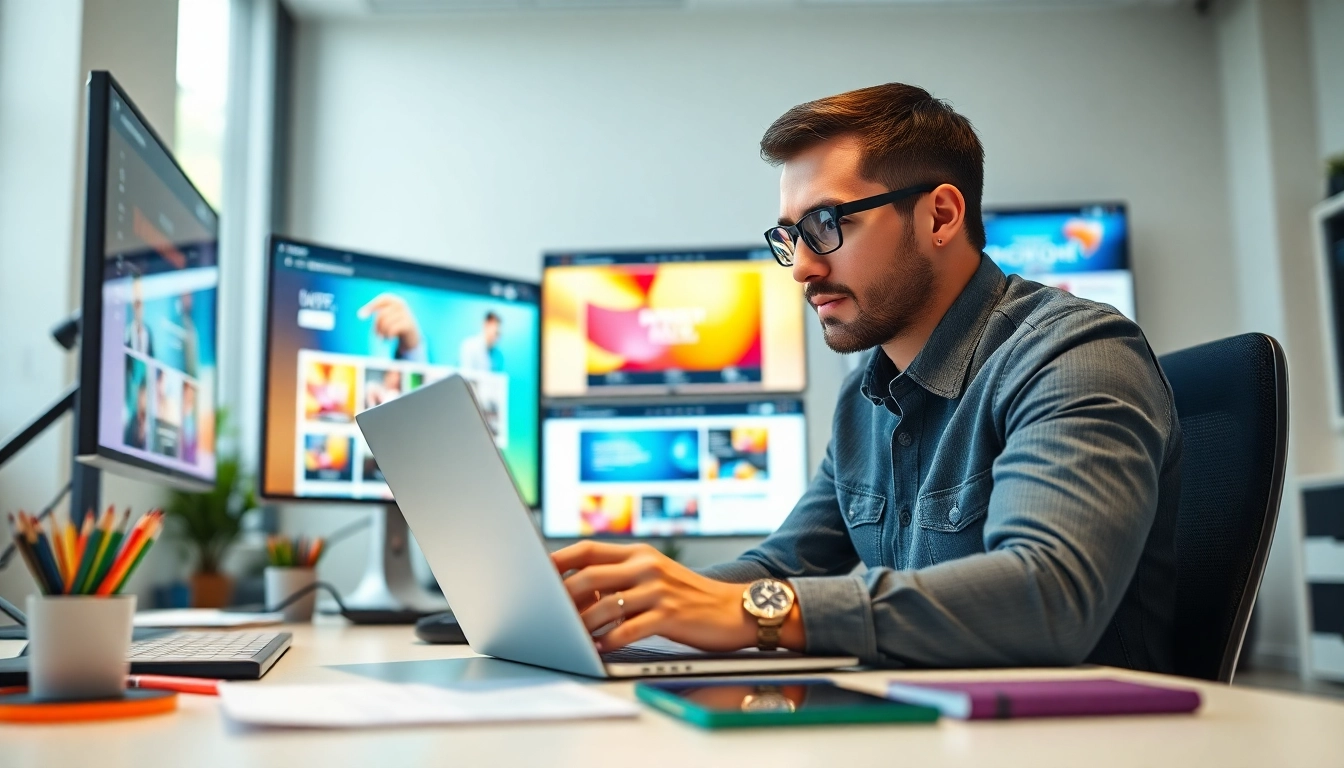 Crafting stunning Website Design Hereford with a modern touch in a dynamic workspace.
