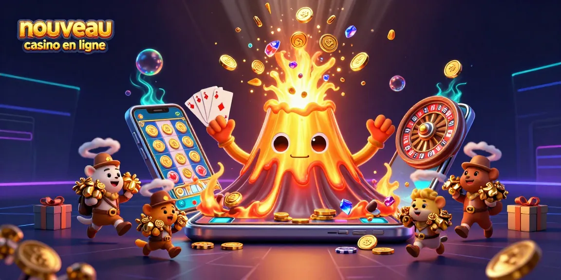 Explorez le nouveau casino en ligne avec cette illustration dynamique pleine de couleurs et de trésors !