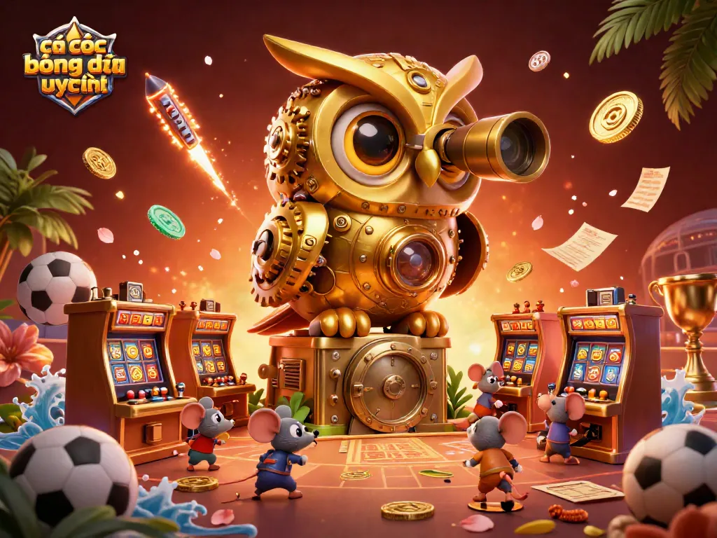 Cá cược bóng đá uy tín với hình ảnh 3D của cú đồng hồ vàng và chuột khách hàng trên sàn casino