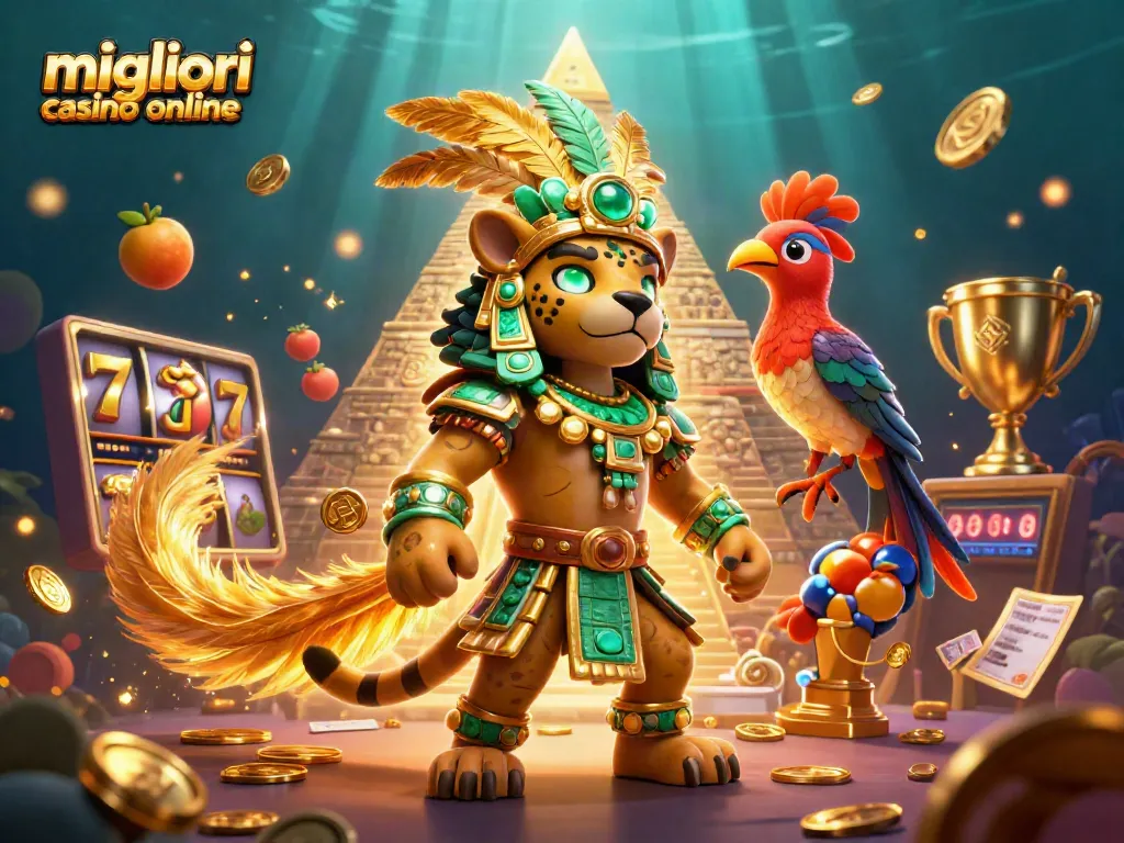Migliori casino online con simboli di slot e personaggi colorati in un'incredibile illustrazione 3D.