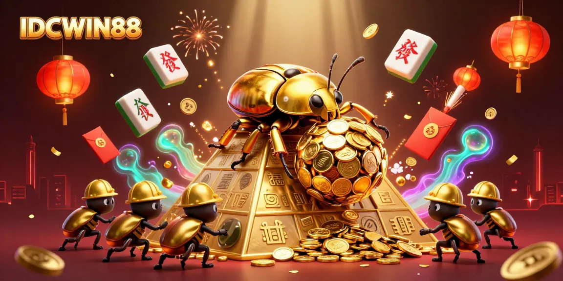 Engage with luck at IDCWIN88's vibrant virtual casino featuring golden coins and playful characters.