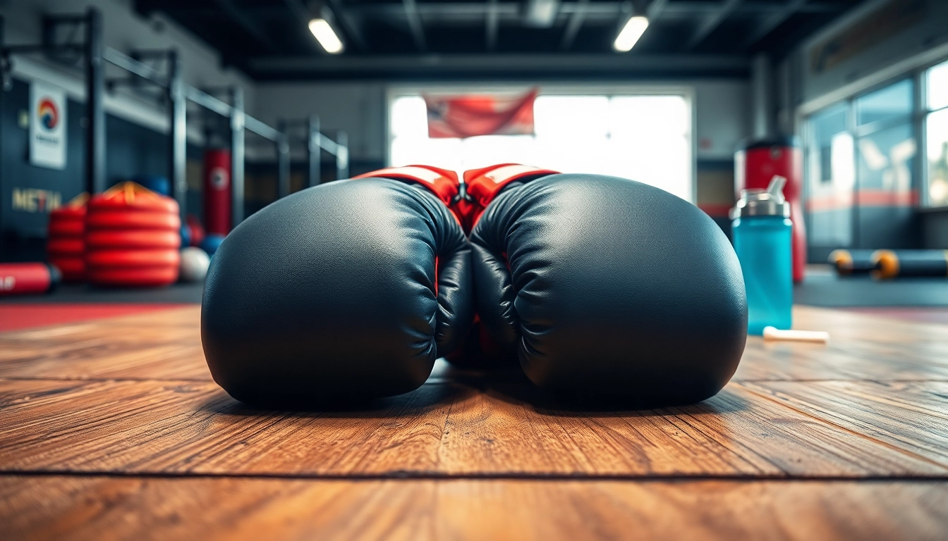 MMA gloves highlighted on a wooden surface, showcasing quality and design features.