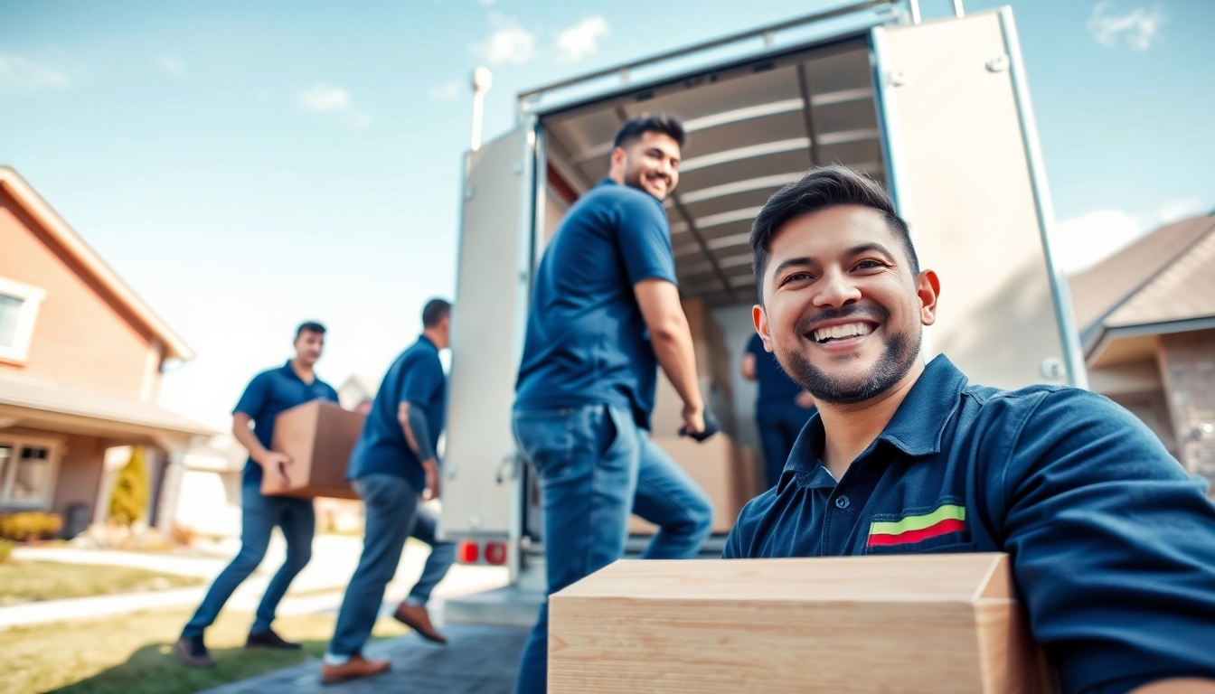 long distance movers Calgary expertly load a truck outside a suburban home.
