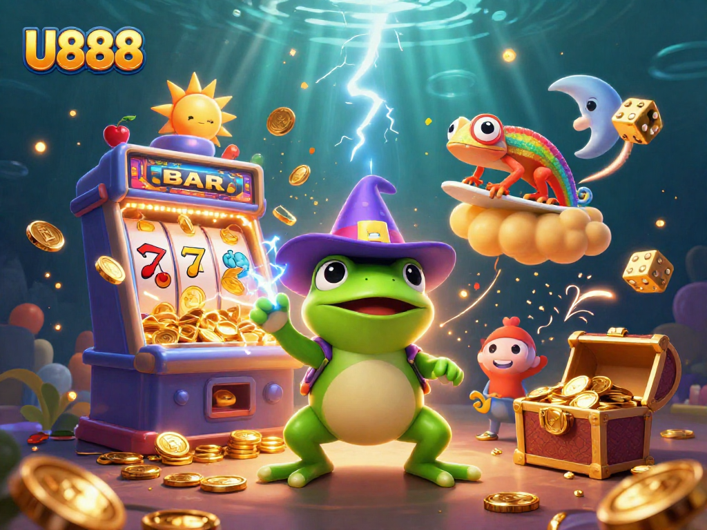 Experience the thrill of U888 with exciting casino elements and enchanting characters.