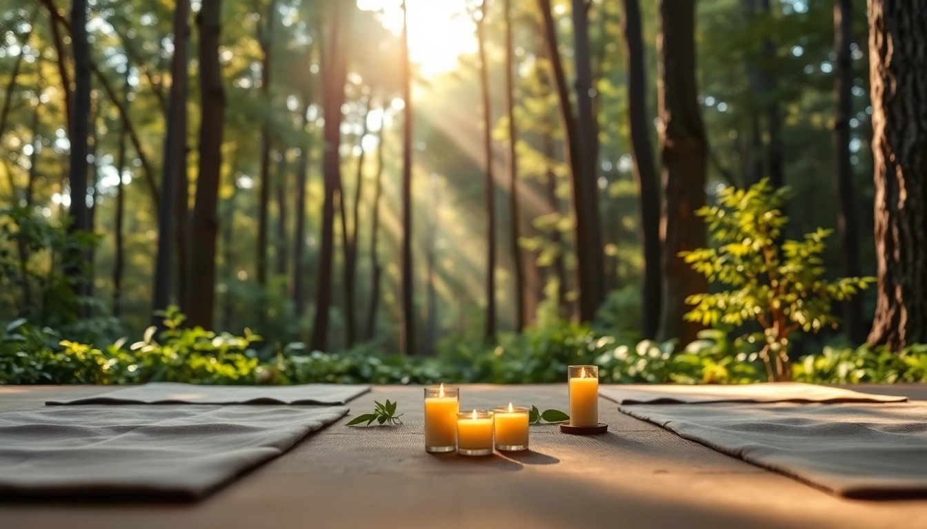 Relax at a wellness retreat with tranquil meditation space surrounded by nature.
