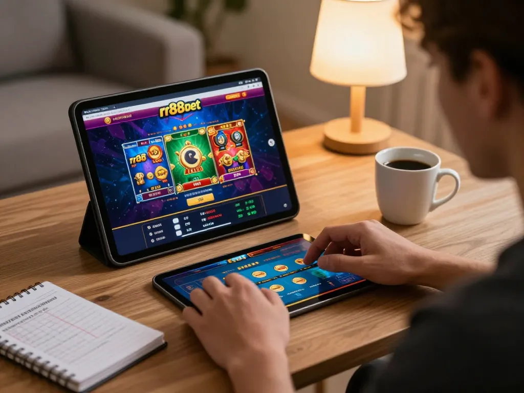 Engaging gameplay on rr88bet app displayed on tablet at home