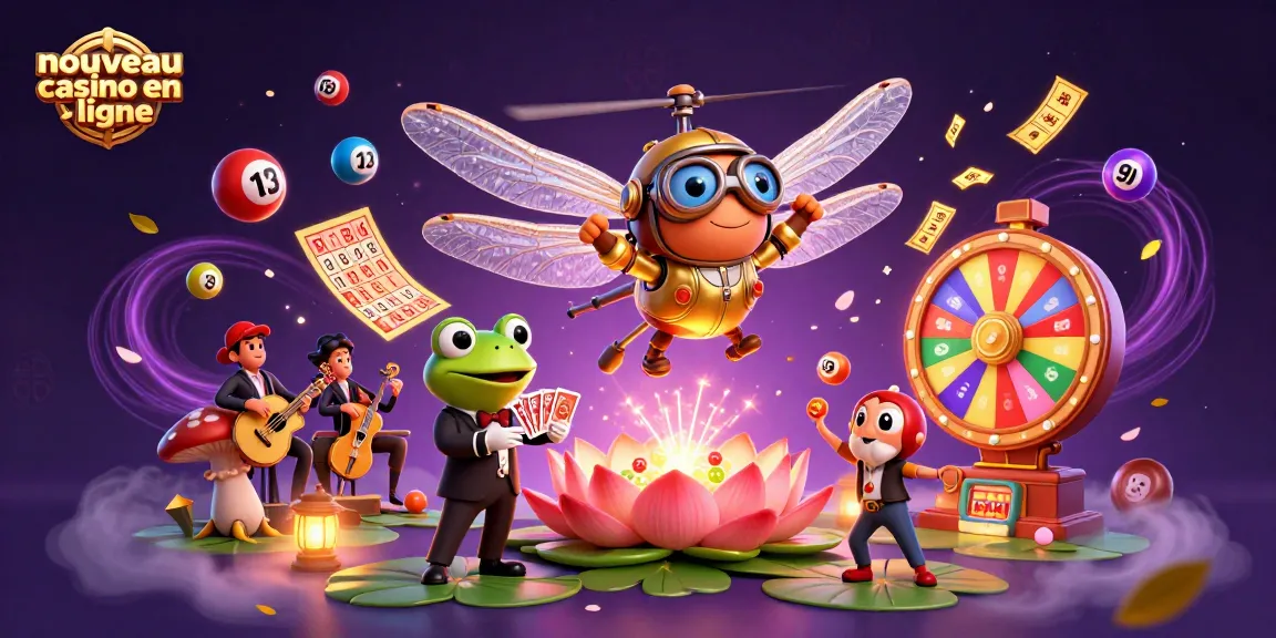 Explorez le nouveau casino en ligne avec une illustration dynamique de jeux animés et de croupiers.