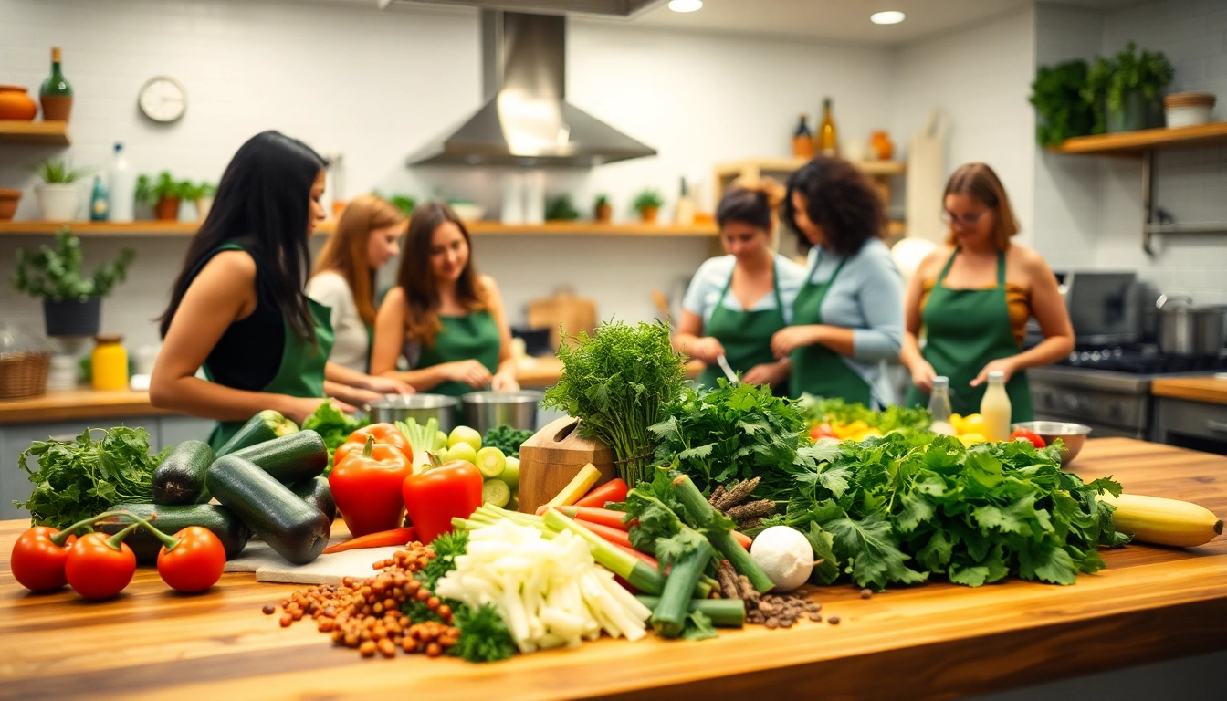Engaging cooking class experience at dishfacts.com with diverse participants creating delicious meals.