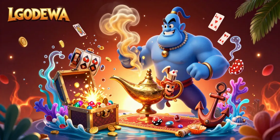 Engage with LGODEWA's enchanting casino scene featuring magical elements and vibrant gaming action.