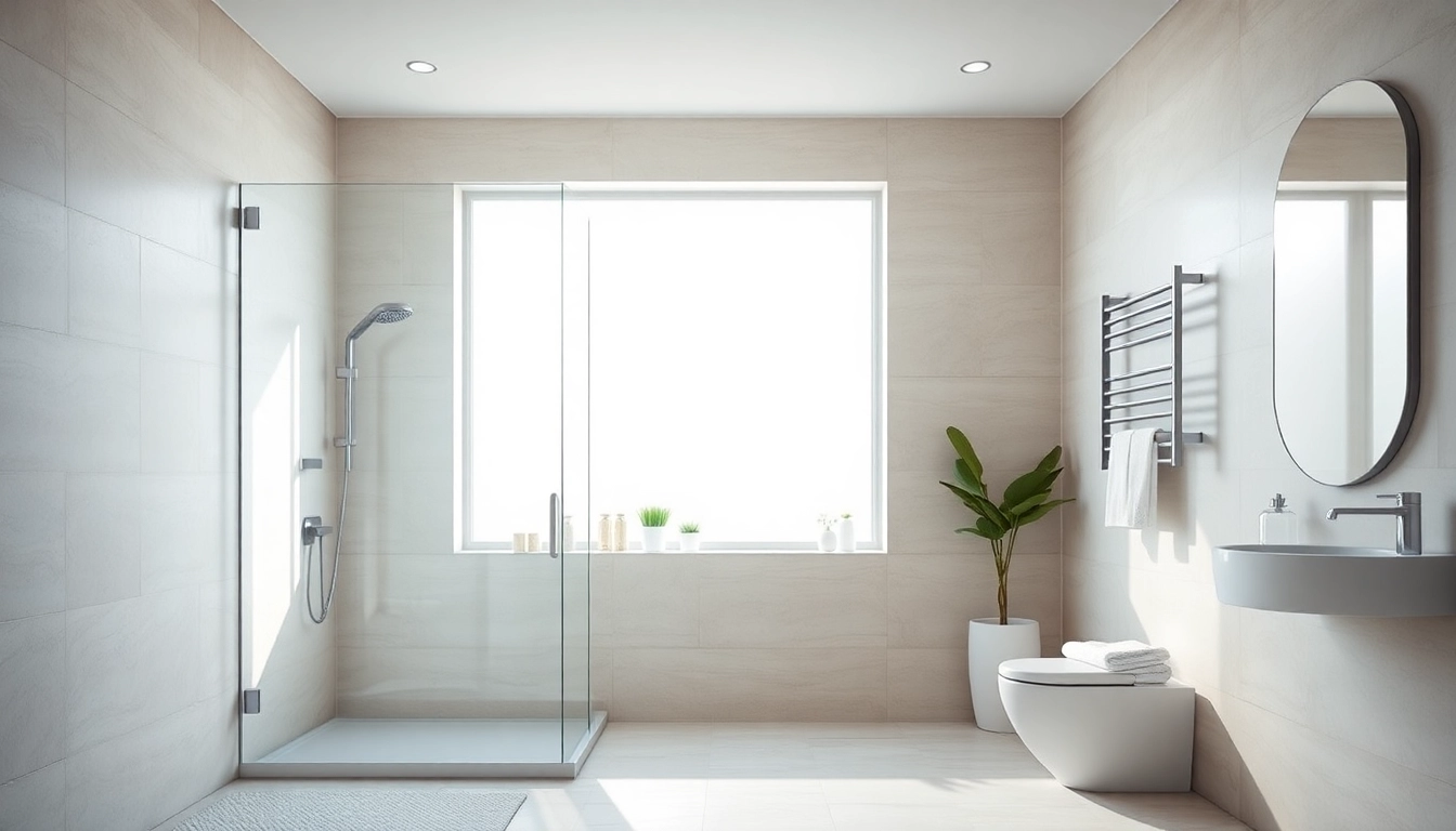 Explore elegant showers Australia in a bright, modern bathroom showcasing contemporary design features.