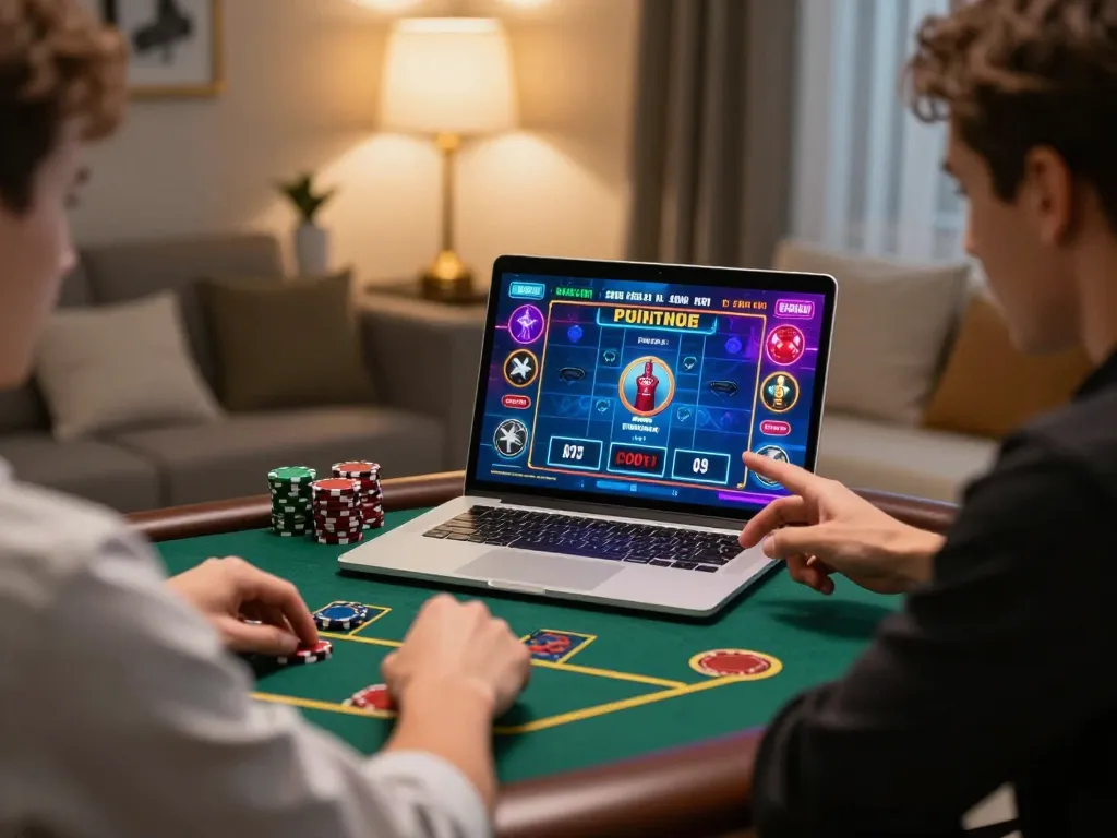 Engaging in online casino gaming with đăng nhập 789win on laptop, showcasing vibrant game interface.