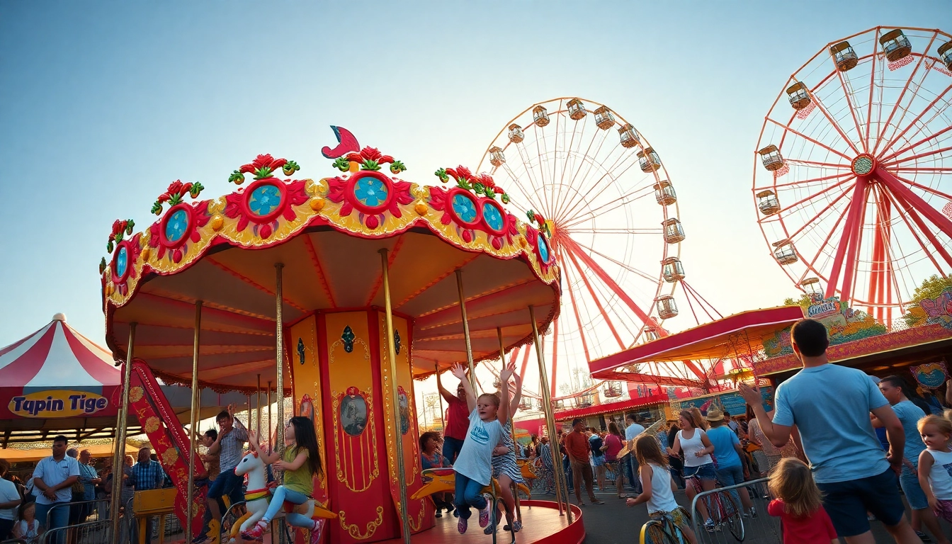 Enjoy fun fair rides for hire Newcastle featuring a colorful carousel and lively families.