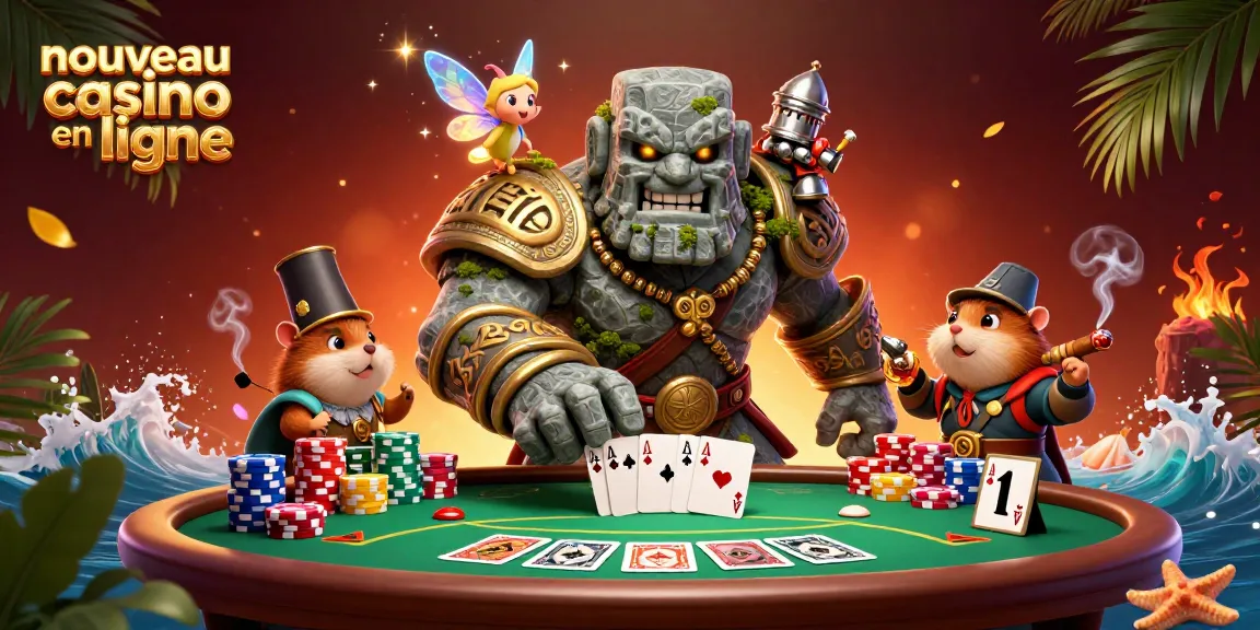 Profitez de l'excitation des nouveaux casinos en ligne avec un golem et un hamster chevalier.