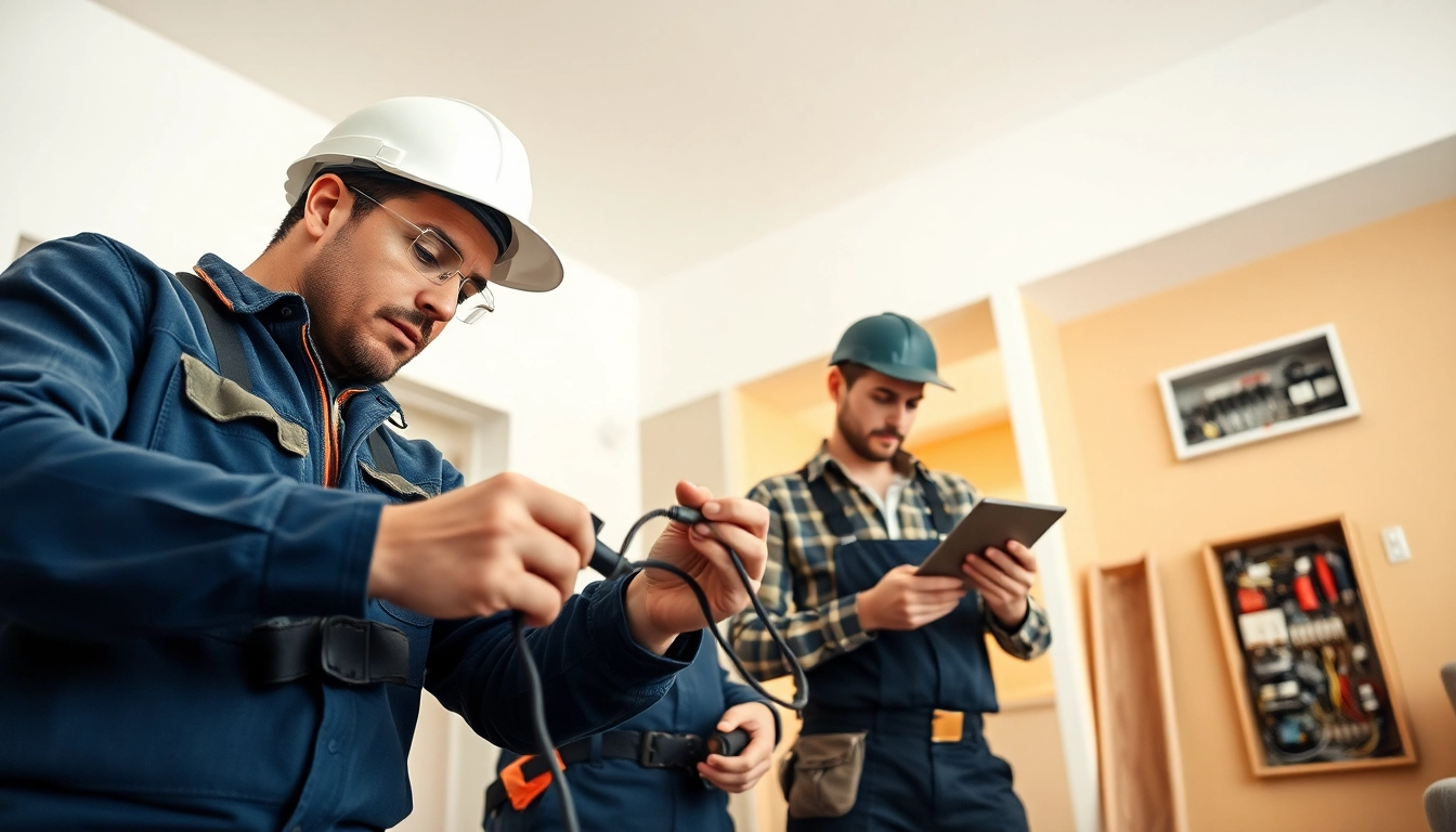 Skilled electricians in Vancouver collaborating on a home electrical project.