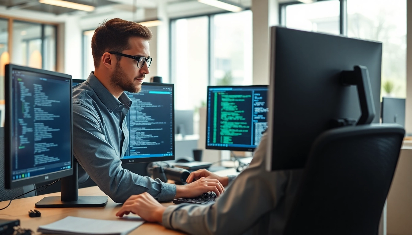 Showcasing a professional using a test automation tool for software testing.