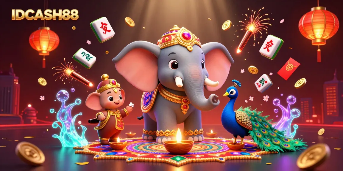 Engage in thrilling gameplay at IDCASH88 with vibrant 3D casino elements and colorful characters.