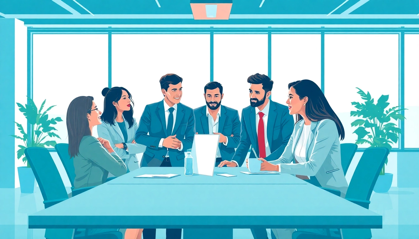 Find sales reps for my business as a professional team collaborates in an office setting.