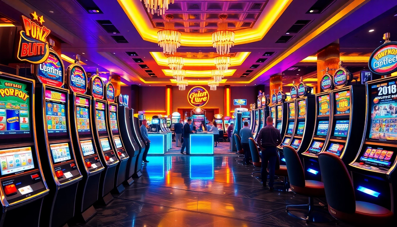 Menangkan hadiah menarik dengan interwin di mesin slot kasino yang ramai.