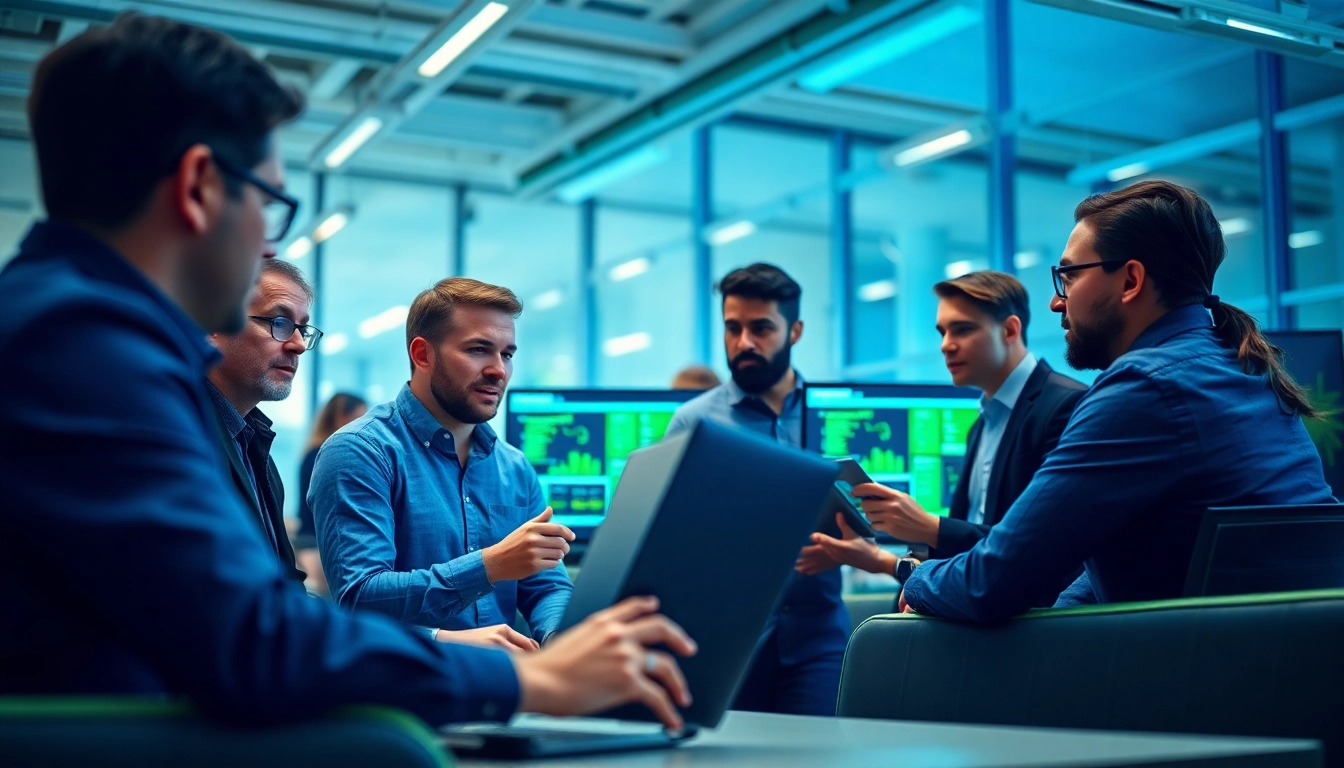 Managed IT services near me with a professional team collaborating in a modern office space.