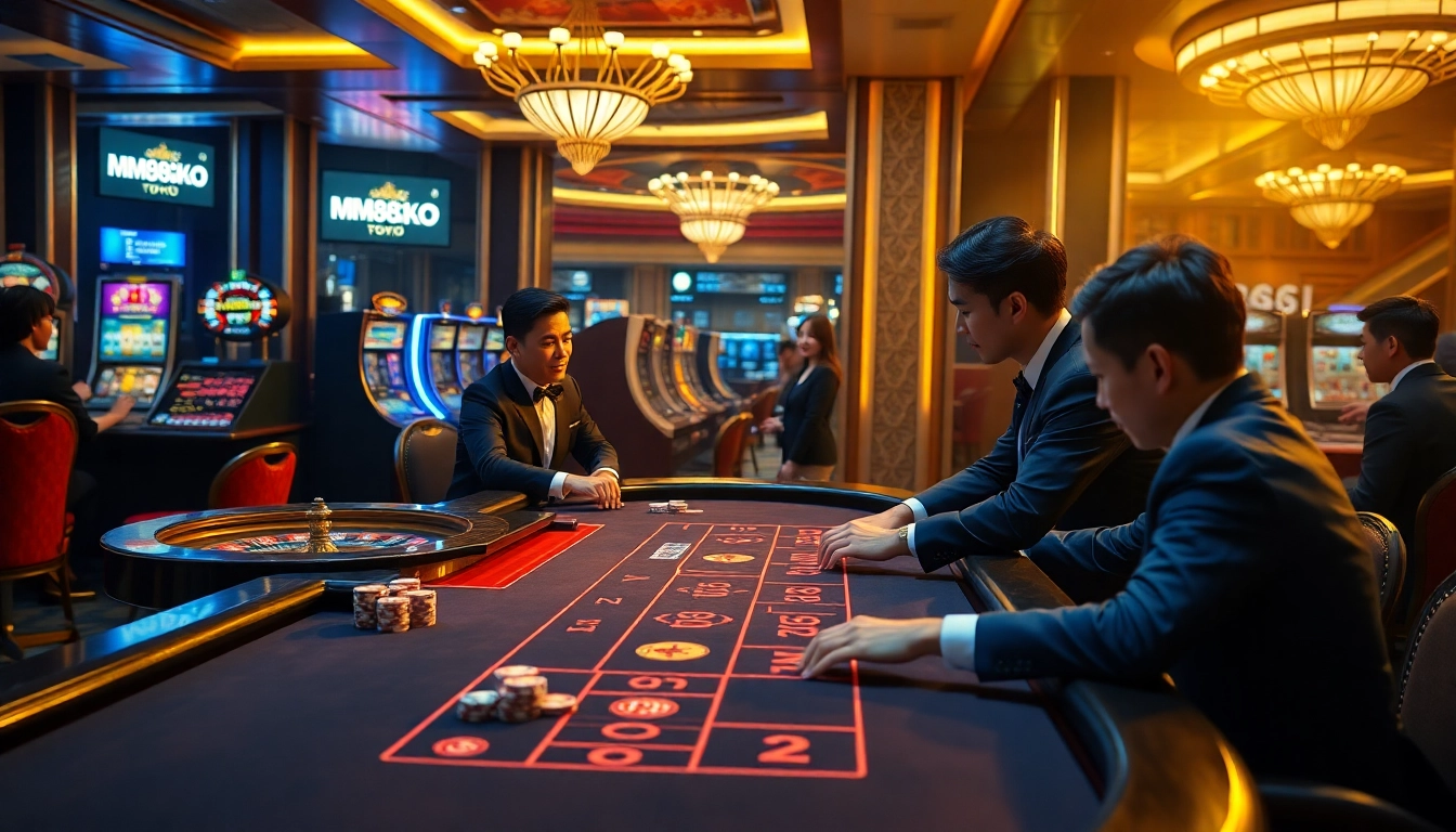 Experience high-stakes gaming at MM88 Tokyo with vibrant casino tables and professional dealers.