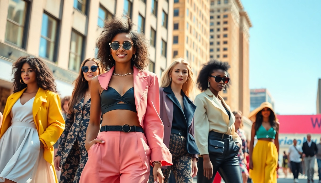 Explore the latest Fashion trends with diverse models showcasing unique styles in an urban setting.