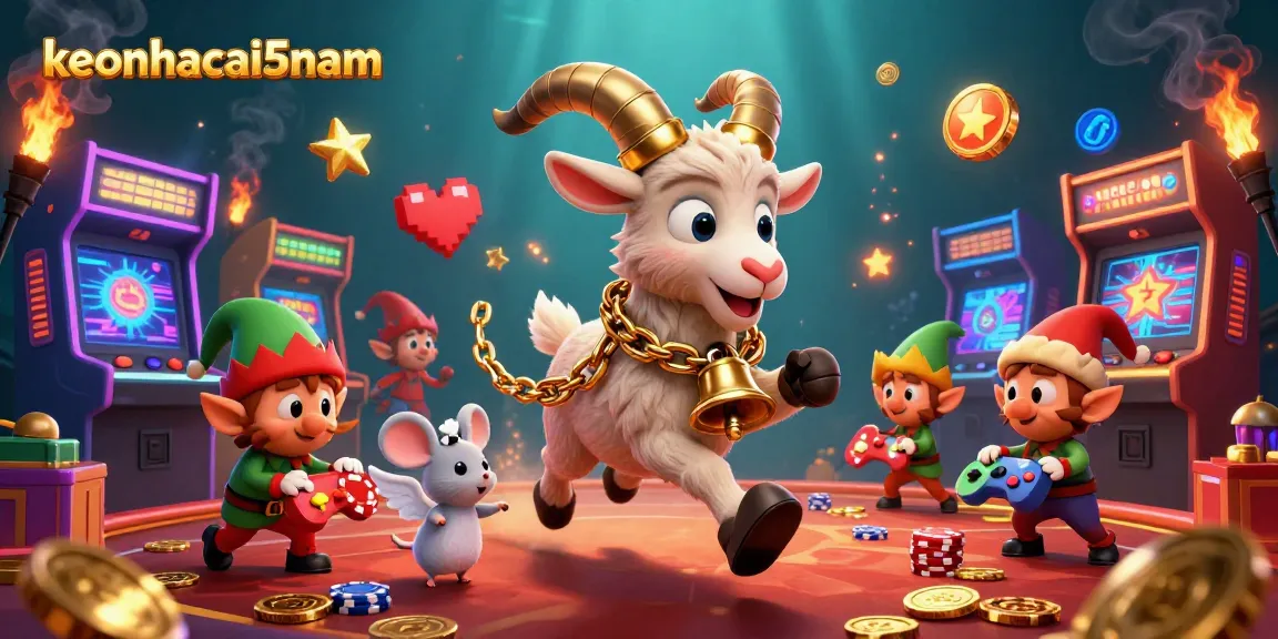Experience thrilling moments at keonhacai5nam with festive characters engaging in casino games.