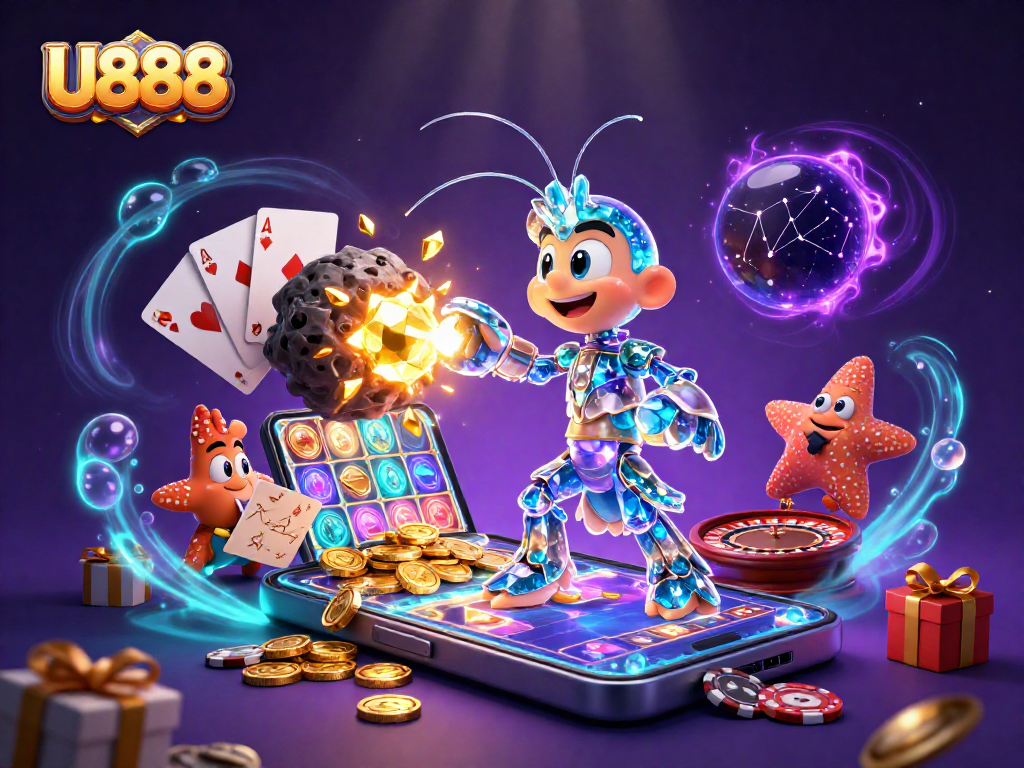 U888 players enjoy dynamic gaming experiences with galactic elements and vibrant casino visuals.