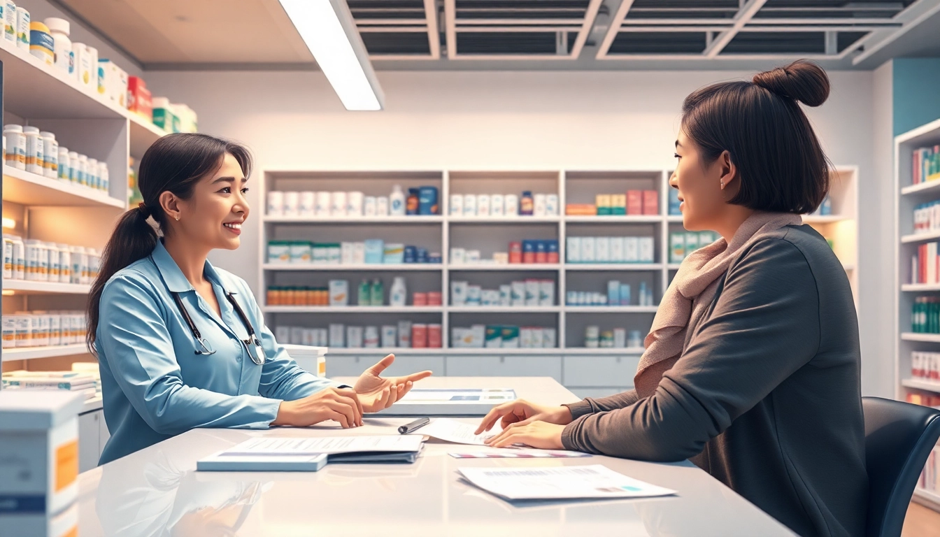 Engaging consultation at an online pharmacy showcasing professional service.
