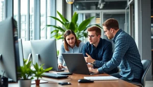 Team of professionals showcasing Fredericksburg IT Companies collaboration in a modern office.