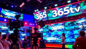 365tv 방송 스튜디오에서 진행자가 청중과 소통하는 모습