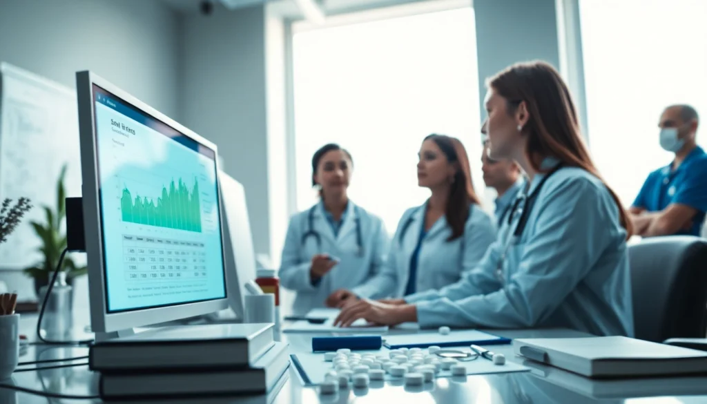 Highlighting the ADAPTABLE Aspirin Study, a diverse team collaborates on clinical trial data in a professional environment.