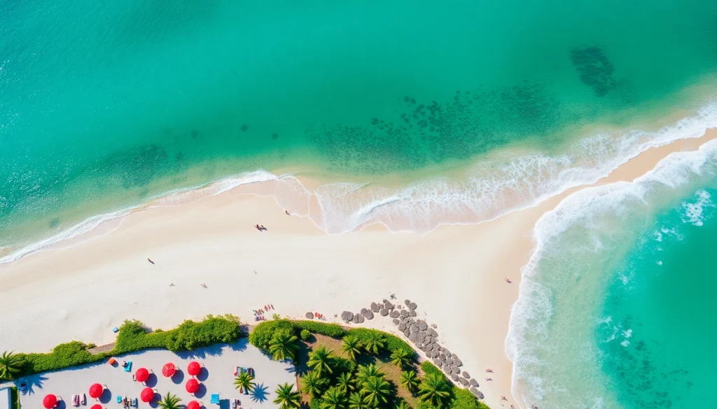 Vista aérea deslumbrante das águas turquesa da Praia de Paripueira e de sua extensa faixa de areia.