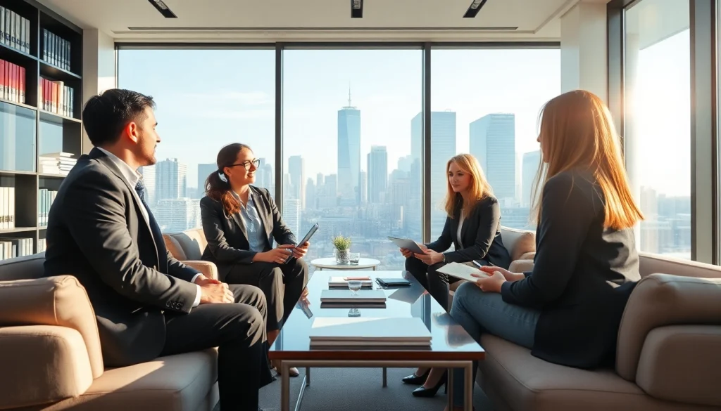 Consulting clients at https://www.steinhardtlawfirm.com in a modern office environment to build trust.