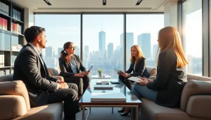 Consulting clients at https://www.steinhardtlawfirm.com in a modern office environment to build trust.