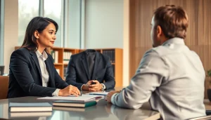 Consultation at https://www.mainorellis.com highlighting a personal injury lawyer assisting a client.