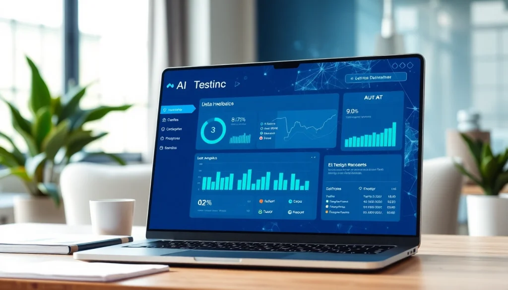 Review AI testing insights on https://benchbot.ai in a professional setting with vibrant dashboard.