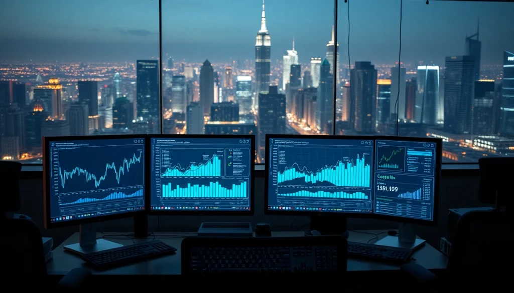 Rocktoken.com demonstrates blockchain technology in a modern office environment.