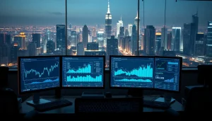 Rocktoken.com demonstrates blockchain technology in a modern office environment.